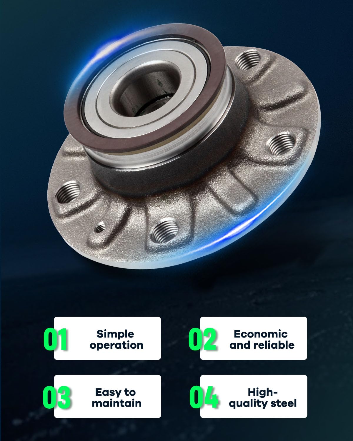 SCITOO Rear Wheel Bearing Hub 512336 with ABS Sensor - Fits VW Golf, Jetta, Eos, GTI, Rabbit - for Smooth & Safe Driving