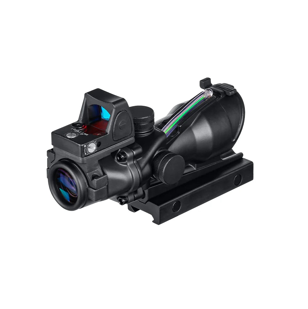 ACOG 4X32 Rifle Scope with Red/Green Fiber Optics - Cross & Arrow Reticle for AR15, .308, .556, .22LR - Perfect for Hunting, Tactical Shooting & Long-Range Precision