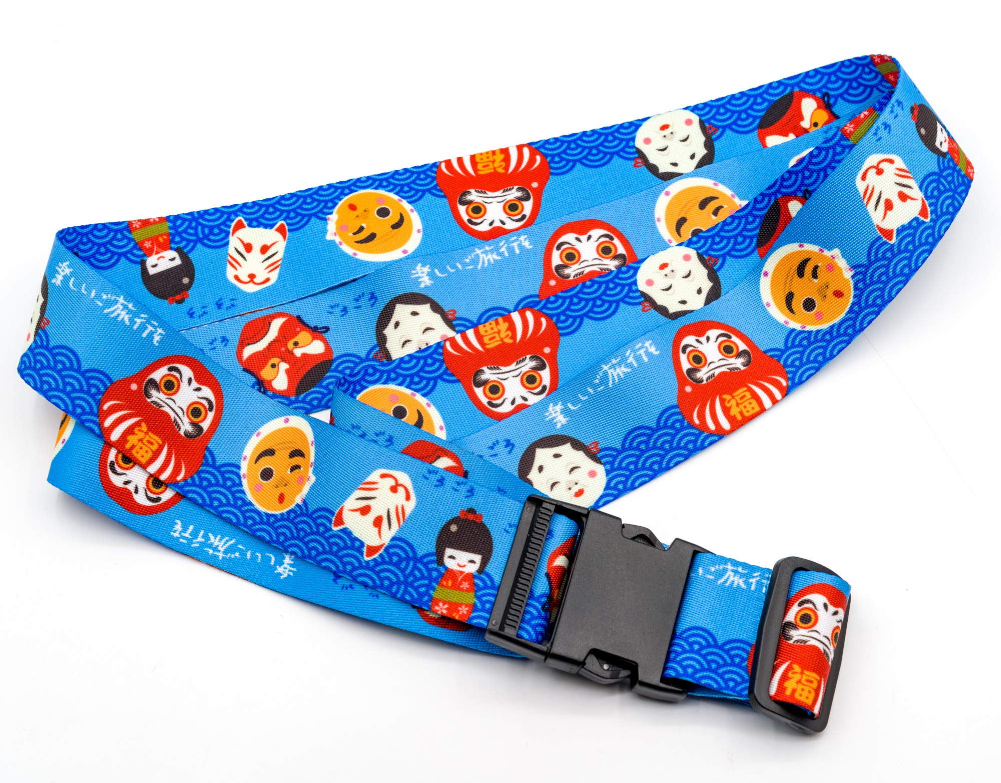 **Adjustable 220CM Teeoff Luggage Straps - Secure Suitcase Belts for Travel Bags (2 Pack, Japanese Mascot Design) - Perfect for Airports, Train Trips & Vacation Packing**