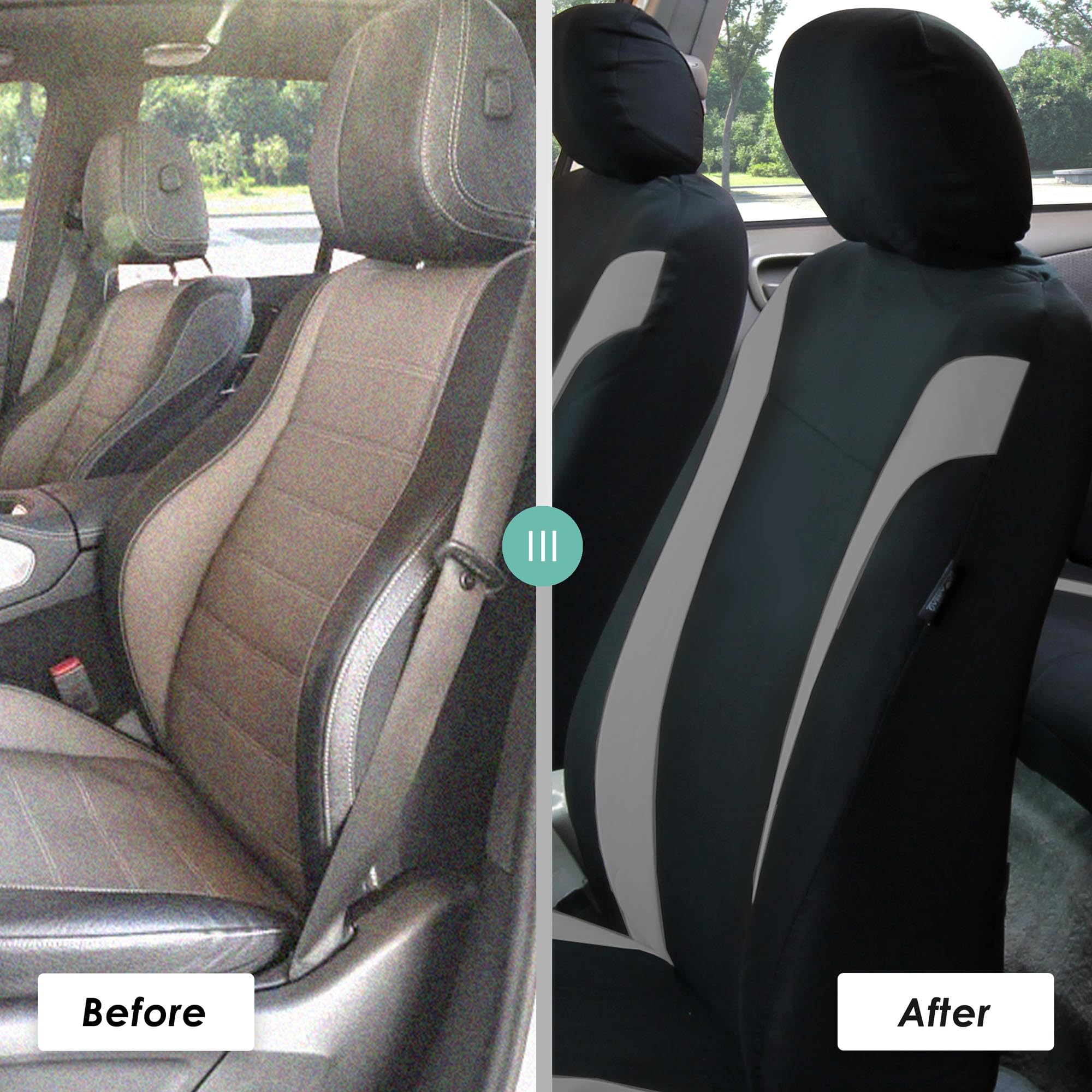 FH Group Universal Fit Car Seat Covers - Gray Flat Cloth Full Set (Airbag Compatible & Split Bench) | Durable Interior Accessories for Cars, Trucks & SUVs | Perfect for Daily Commute, Road Trips & Vehicle Protection