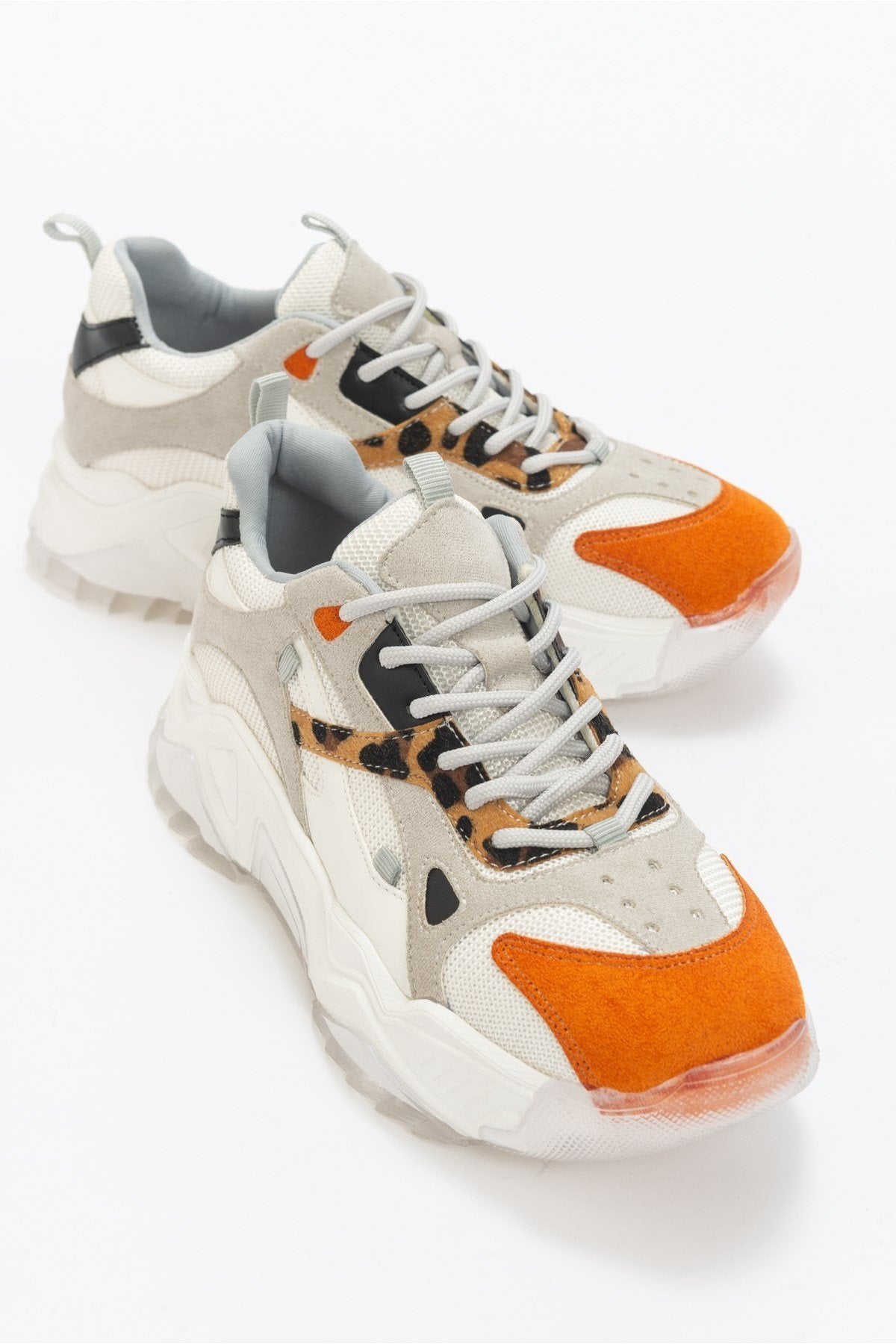 Loretta Women's White & Orange Platform Sneakers - Comfortable Fashion Sneakers for Casual Wear, Walking & Street Style