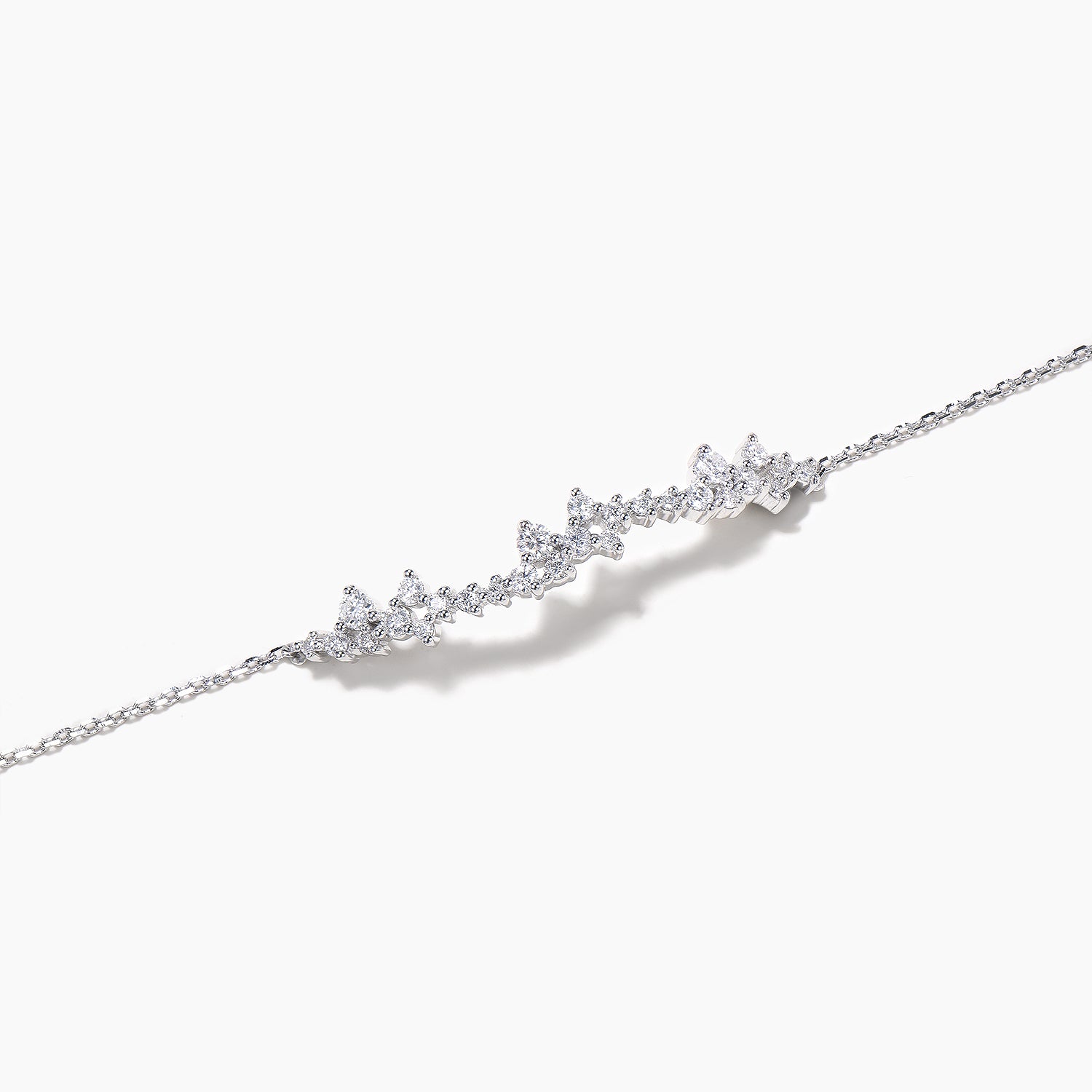 Round Cut Moissanite Cluster Bracelet - 14K White Gold Wedding Jewelry for Women | Elegant Bridal Gift, Anniversary Present & Special Occasion Accessory