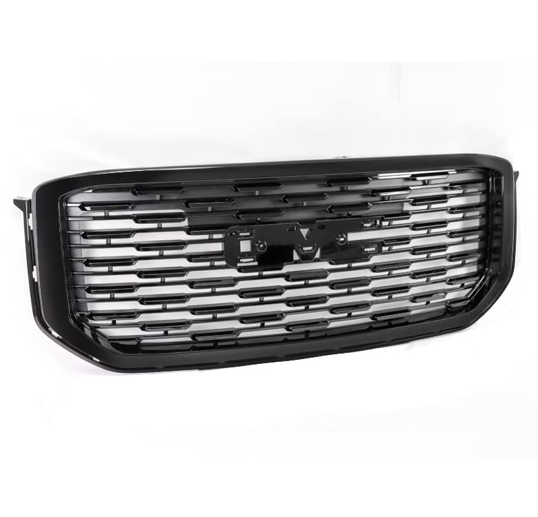Gloss Black Mesh Front Bumper Upper Hood Grille Compatible with 2015-2020 GMC Yukon & Yukon XL - Upgrade Your Truck's Style & Protection for Off-Road & Daily Driving