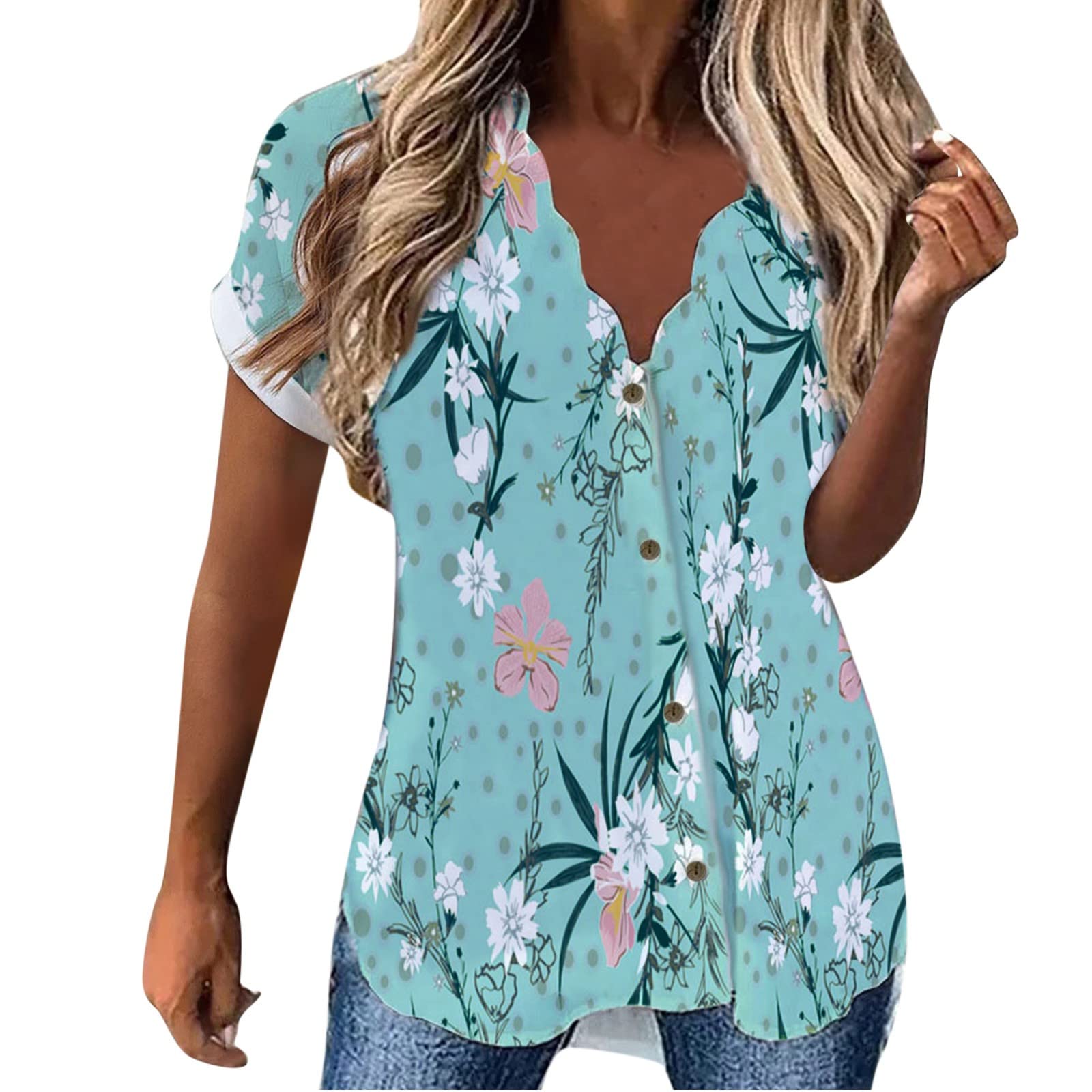 Women's Summer Tops - Sexy V-Neck Short Sleeve Dolman Blouse with Twist Front Detail | Loose Fit Casual & Dressy T-Shirt | Perfect for Office Wear, Date Night & Summer Outings