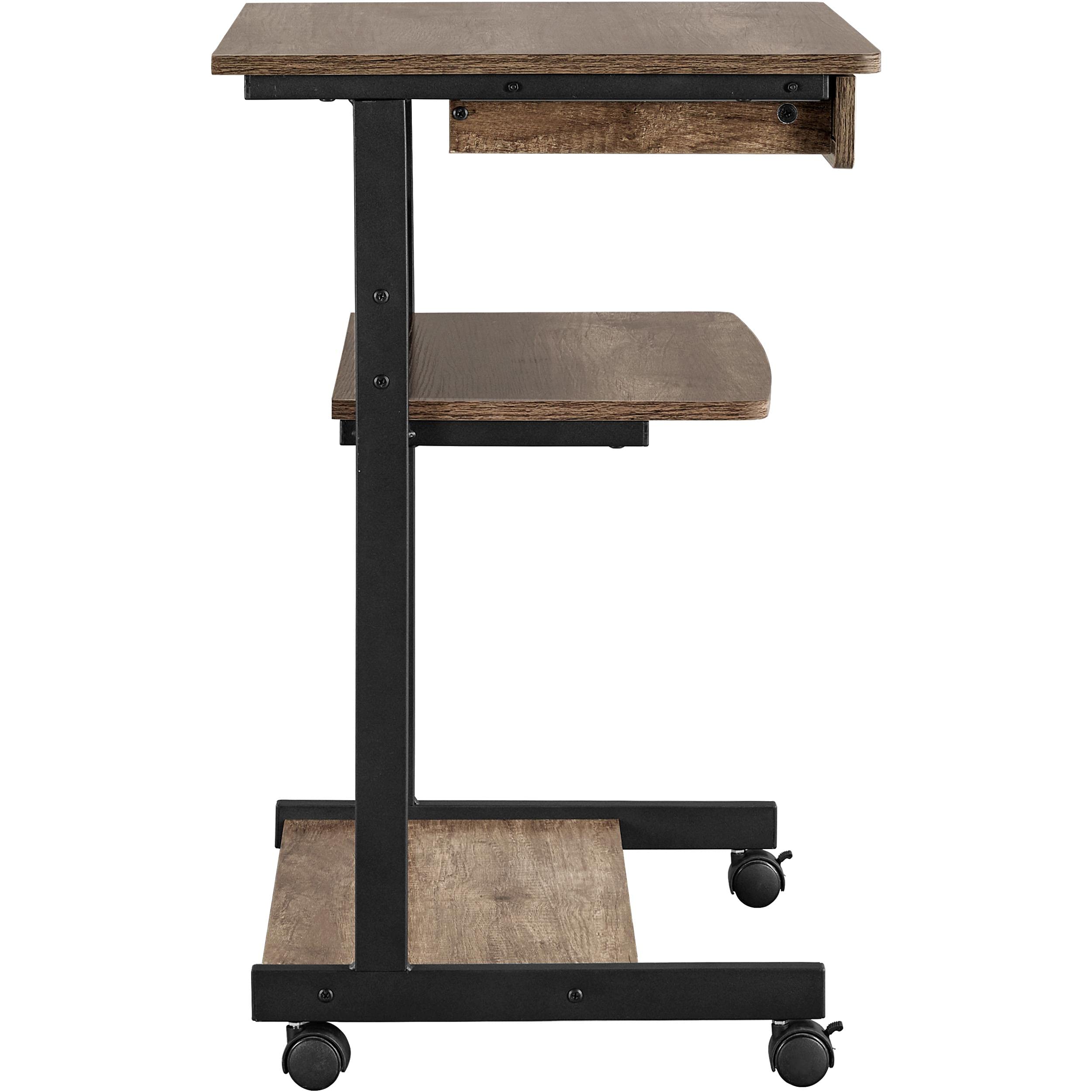 Topeakmart Compact Rolling Computer Desk with Wheels - Mobile Standing Desk for Small Spaces, Laptop Workstation, Student Study Table, Bedside Office Desk (Taupe Wood Finish) - Perfect for Home Office, Dorm Room & Small Apartments