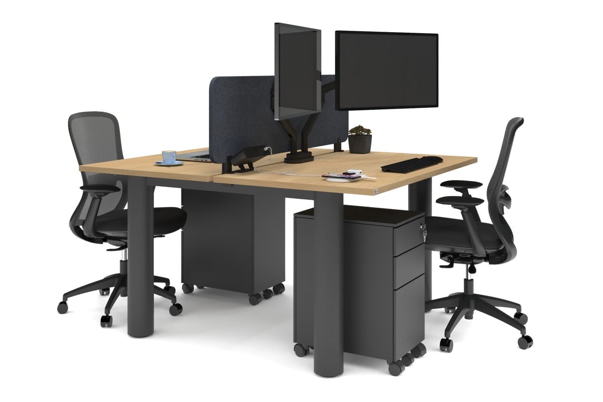 Quadro Cylinder Leg 2 Person Office Workstation Desk - 1200L x 700W Modern Office Furniture for Collaborative Workspaces & Home Offices