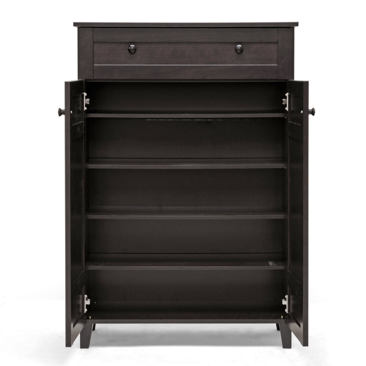 Baxton Studio Glidden Tall Cabinet - Dark Brown Wood Storage Cabinet for Living Room, Bedroom & Office Organization