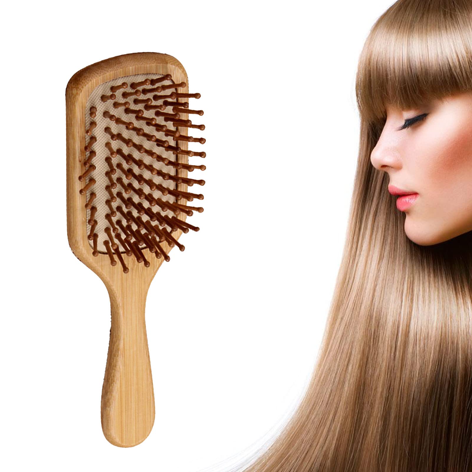 Bamboo Paddle Hair Brush for Detangling & Scalp Massage - Smoothing Styling Tool for Women, Men & Kids with Thin, Long or Curly Hair | Perfect for Daily Hair Care, Salon Styling & Relaxing Head Massage