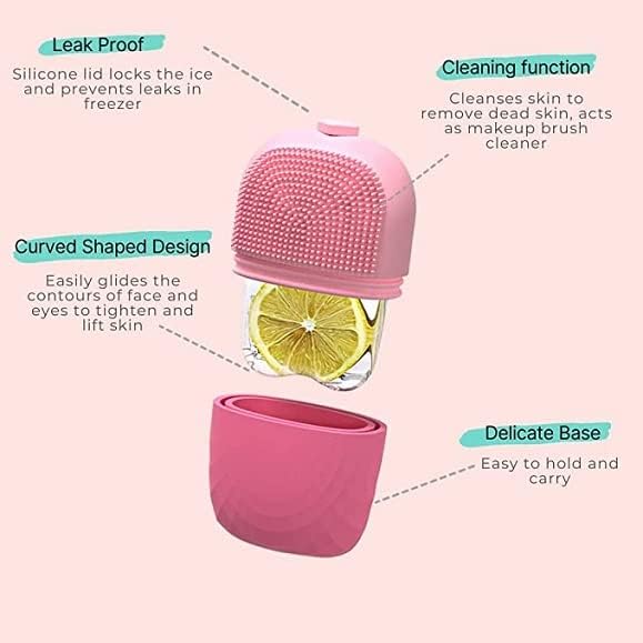 VONITY Best Ice Roller for Face - Oil Control & Glowing Skin | Cooling Face Massager for Women | Pink Ice Cube Roller for Puffiness & Dark Circles | Perfect for Morning Routine & Post-Workout Recovery