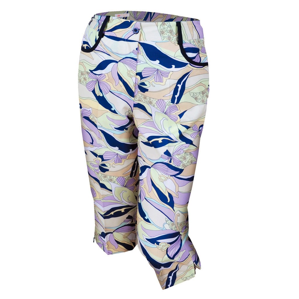 Monterey Club Women's Abstract Floral Print Golf Capris - Stretch Athletic Pants for Golf, Tennis & Casual Wear #2897