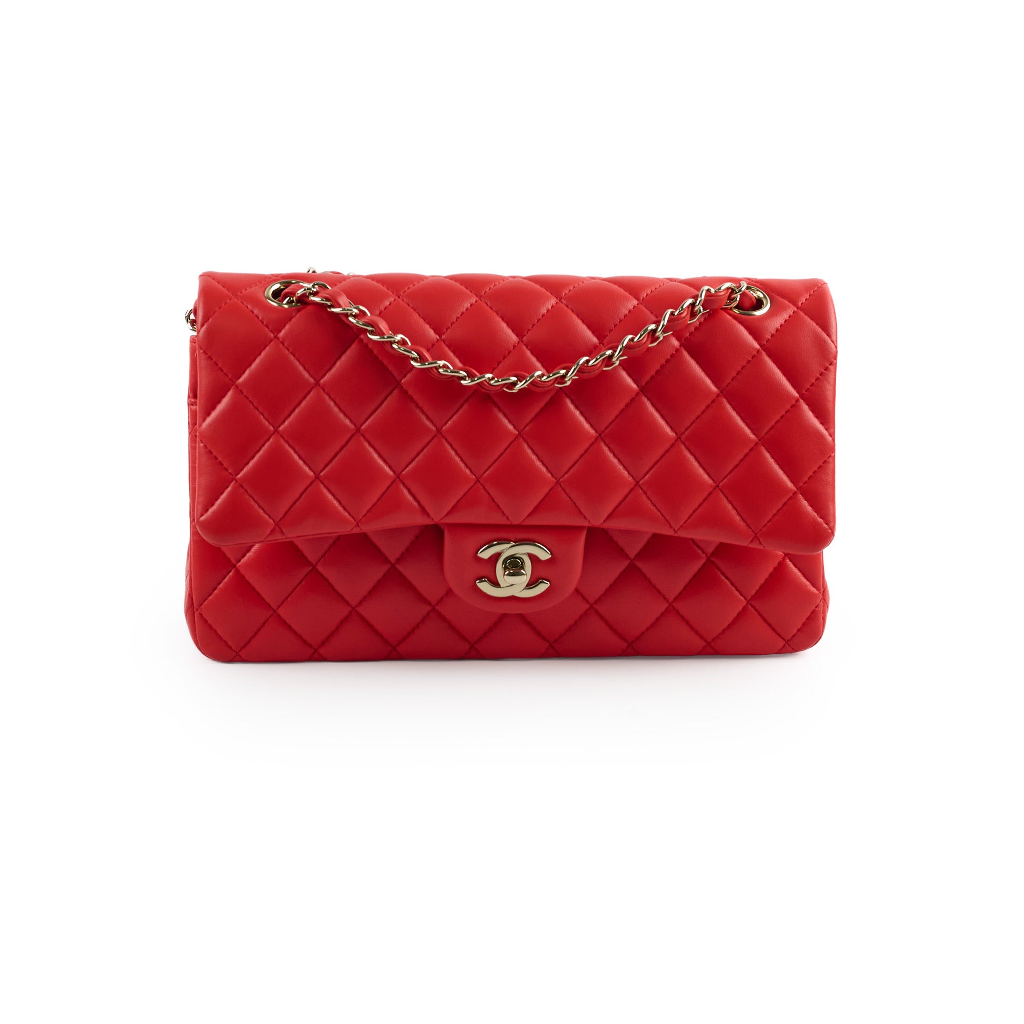 Chanel Medium Classic Flap Bag in Red Lambskin Leather - Luxury Handbag for Women, Perfect for Parties, Dates & Special Occasions