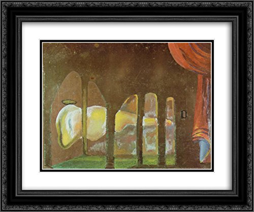 Salvador Dali Framed Art Print - 'The Great Tapeworm Masturbator Appears Behind Arcades' - 24x20 Inches with Double Matting & Ornate Black Frame - Surrealist Wall Decor for Living Room, Office or Gallery Display
