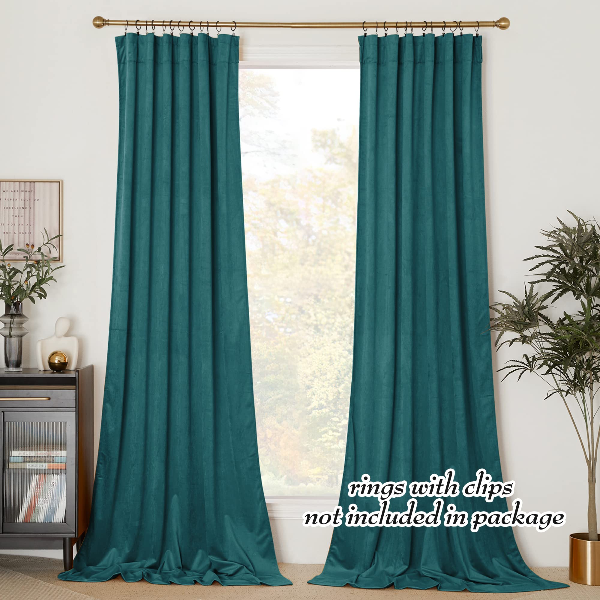 NICETOWN Teal Blackout Curtains for Living Room & Bedroom - 52x96 Inch Rod Pocket Window Drapes (2 Panels) - Light Blocking & Privacy Enhancing for Home, Office & Guest Room