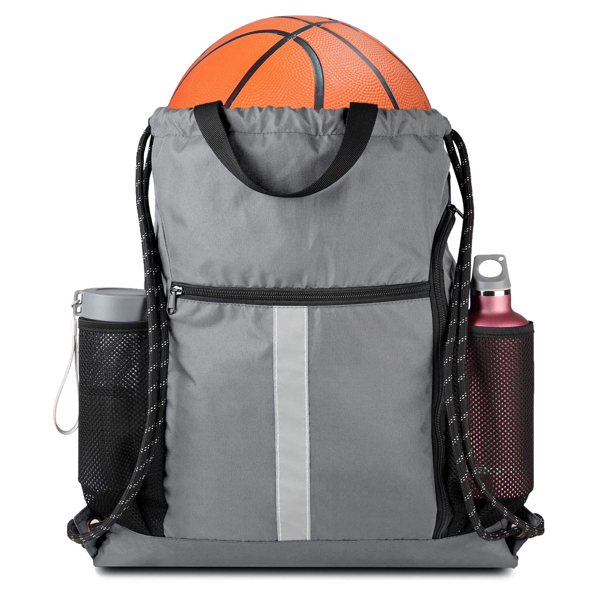 BeeGreen Drawstring Backpack - Lightweight Sports Gym Bag with Shoe Compartment & Dual Water Bottle Pockets | Perfect for Workouts, Travel, and Outdoor Activities