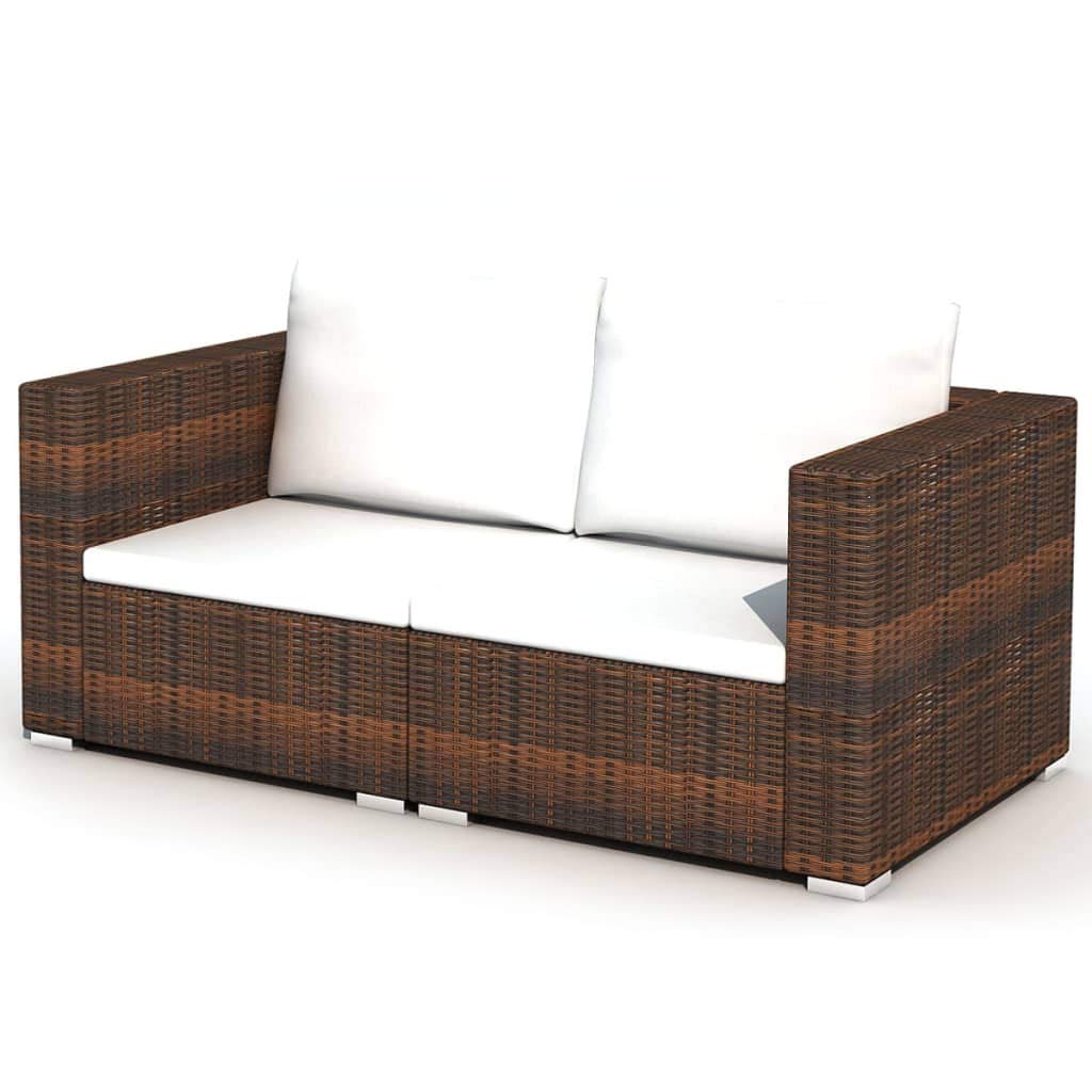 10-Piece All-Weather Outdoor Patio Furniture Set - Brown Poly Rattan Sectional Sofa with Cushions & Coffee Table - Perfect for Yard, Garden, Poolside, Deck or Backyard Relaxation