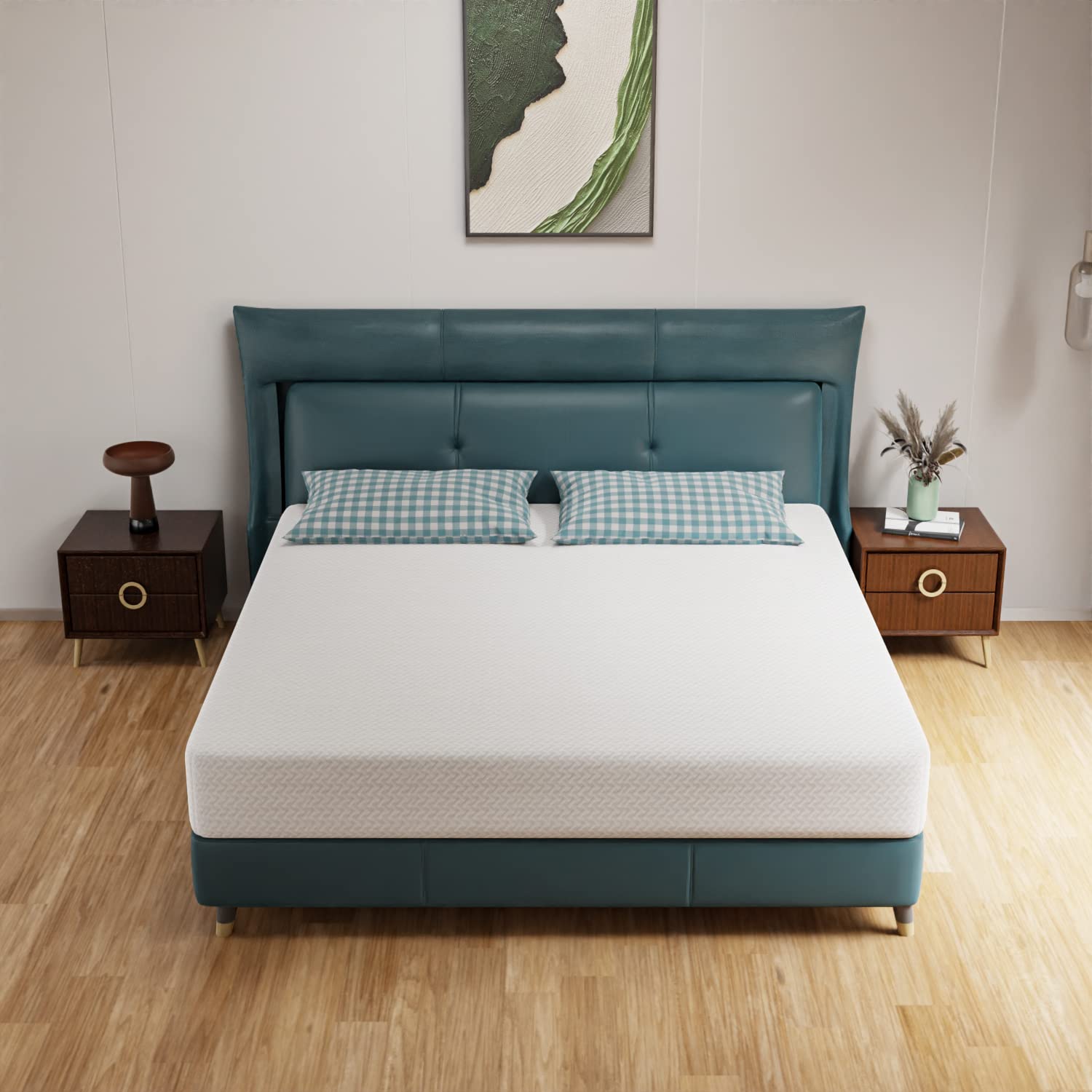 PayLessHere 10 Inch Green Tea Memory Foam Mattress - CertiPUR-US Certified, Fiberglass Free with Removable Soft Cover | King Size Mattress for Bed Frame, Bunk Bed, Trundle & Daybed | Perfect for Guest Rooms, Dormitories & Home Use (White)