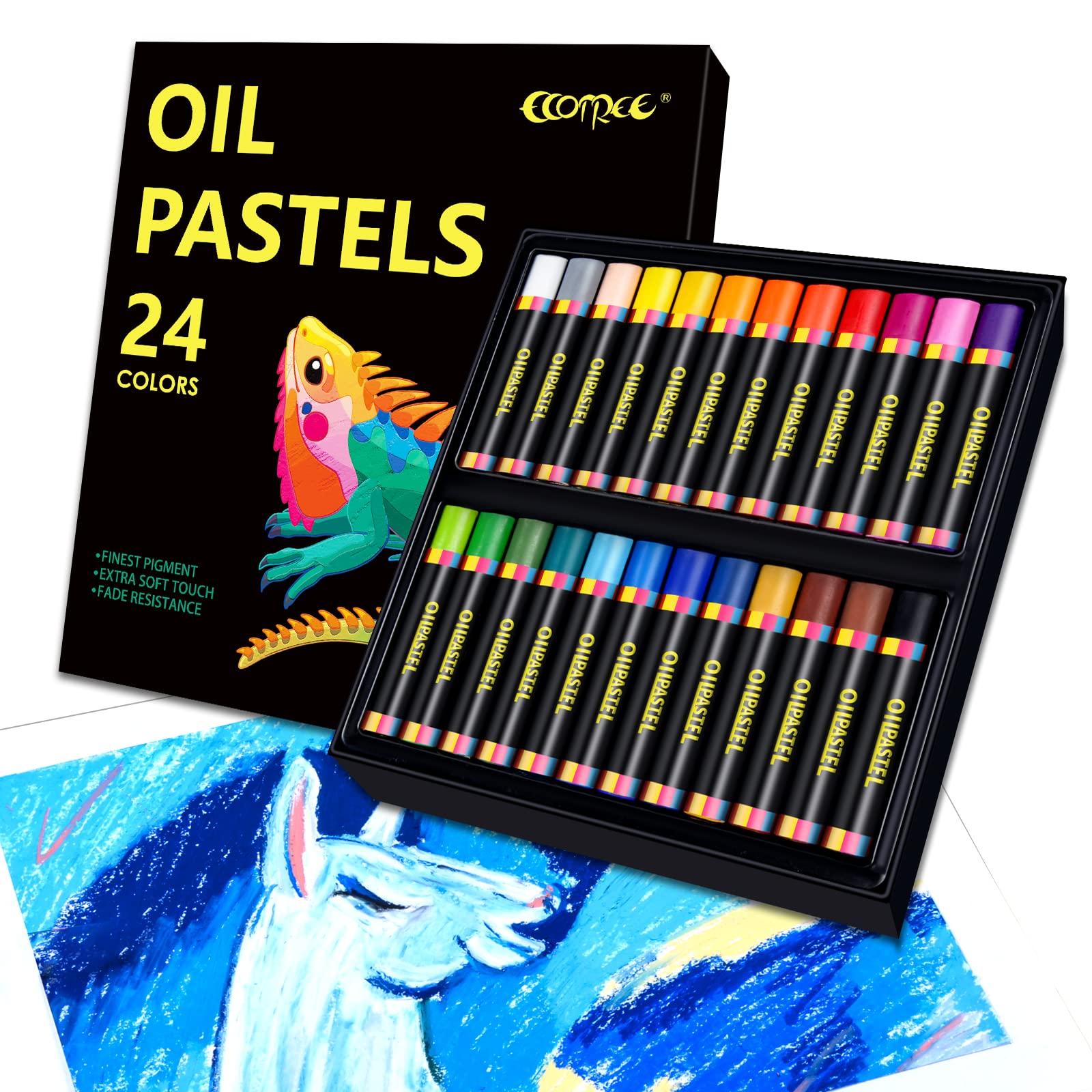 Jumbo Oil Pastels Set - 24 Vibrant Colors for Kids & Artists | Non-Toxic Drawing Pastels for Sketching, Blending & Shading | Perfect for Classroom, Art Projects & Professional Artwork