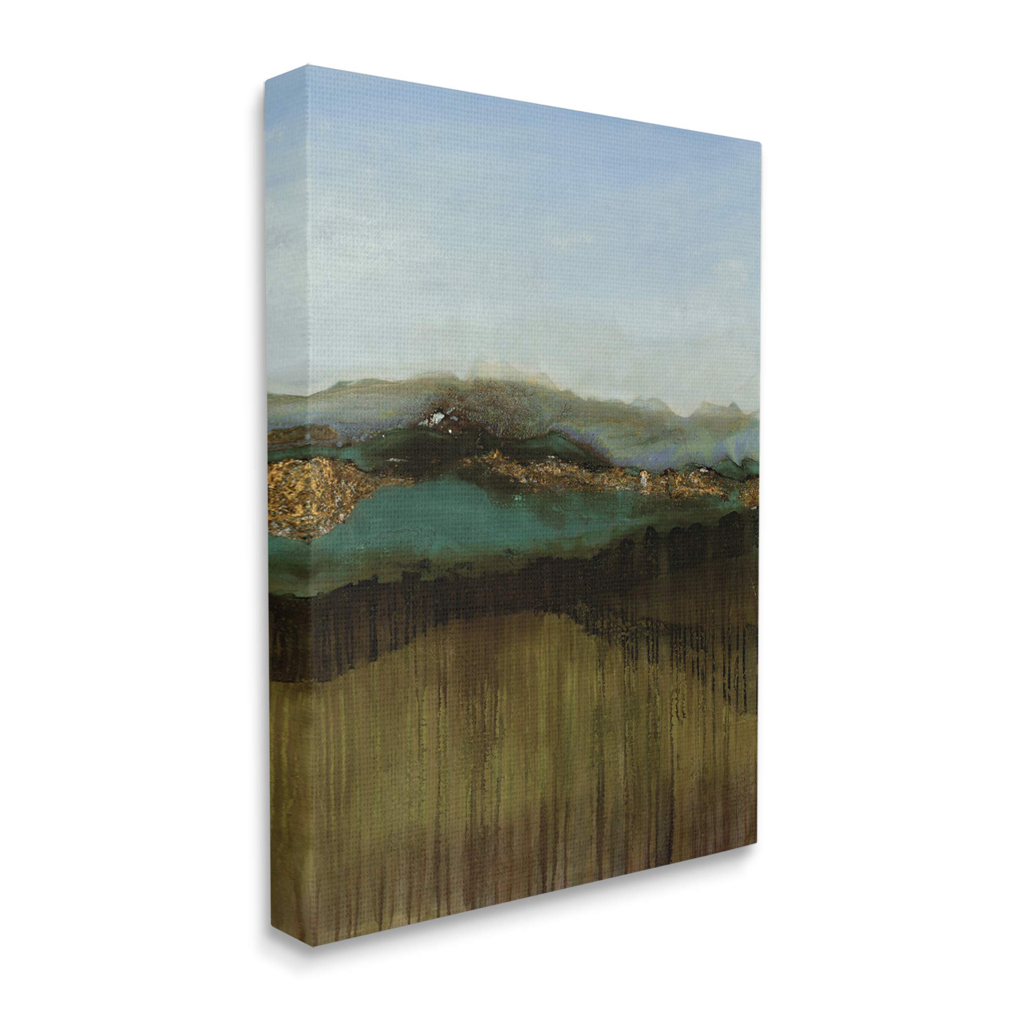 Stupell Industries Abstract Distant Mountain Range Landscape Wall Art - Blue Sky Nature Painting for Living Room, Bedroom & Office Decor