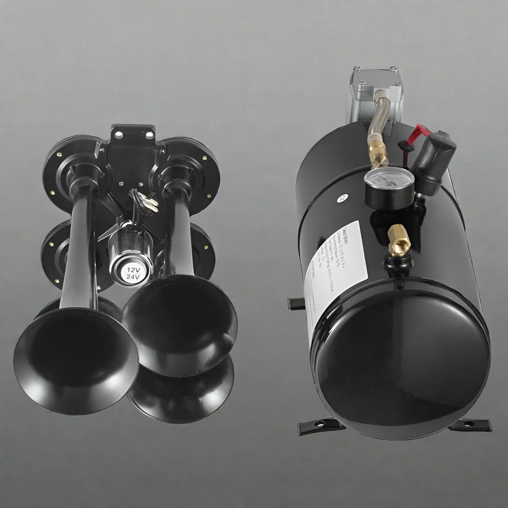 4 Trumpet 150dB Train Air Horn Kit with Loud Compressor System - Model S1123 | Heavy Duty Truck, Boat & Emergency Vehicle Warning Device