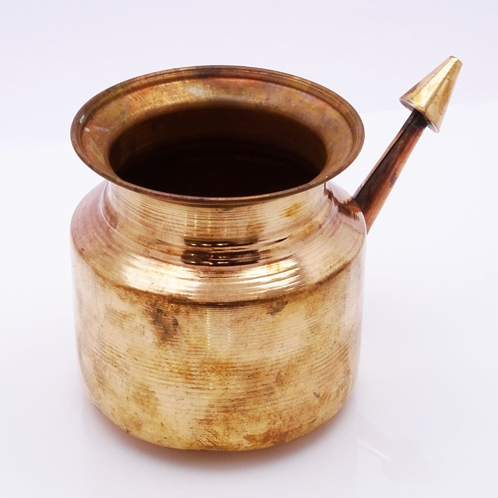 Authentic Pure Copper Neti Lota Ramjhara Prayer Kalash - Traditional Hindu Pooja Pot for Religious Ceremonies & Home Altar Decor