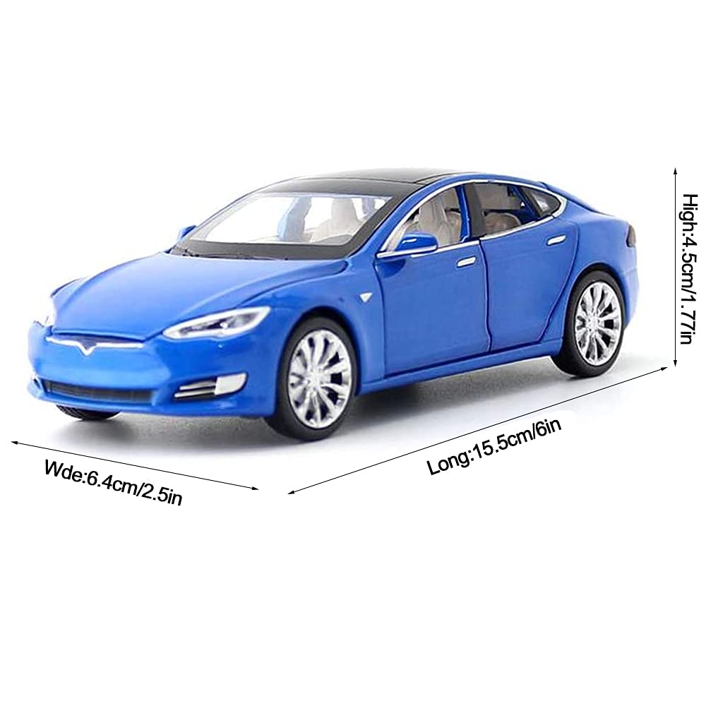1:32 Scale Diecast Tesla Model S Alloy Toy Car with Pull Back Action, Lights & Sound - Mini Collectible Vehicle for Kids Ages 3+ | Birthday Gift, Playtime Fun, Car Collection Display