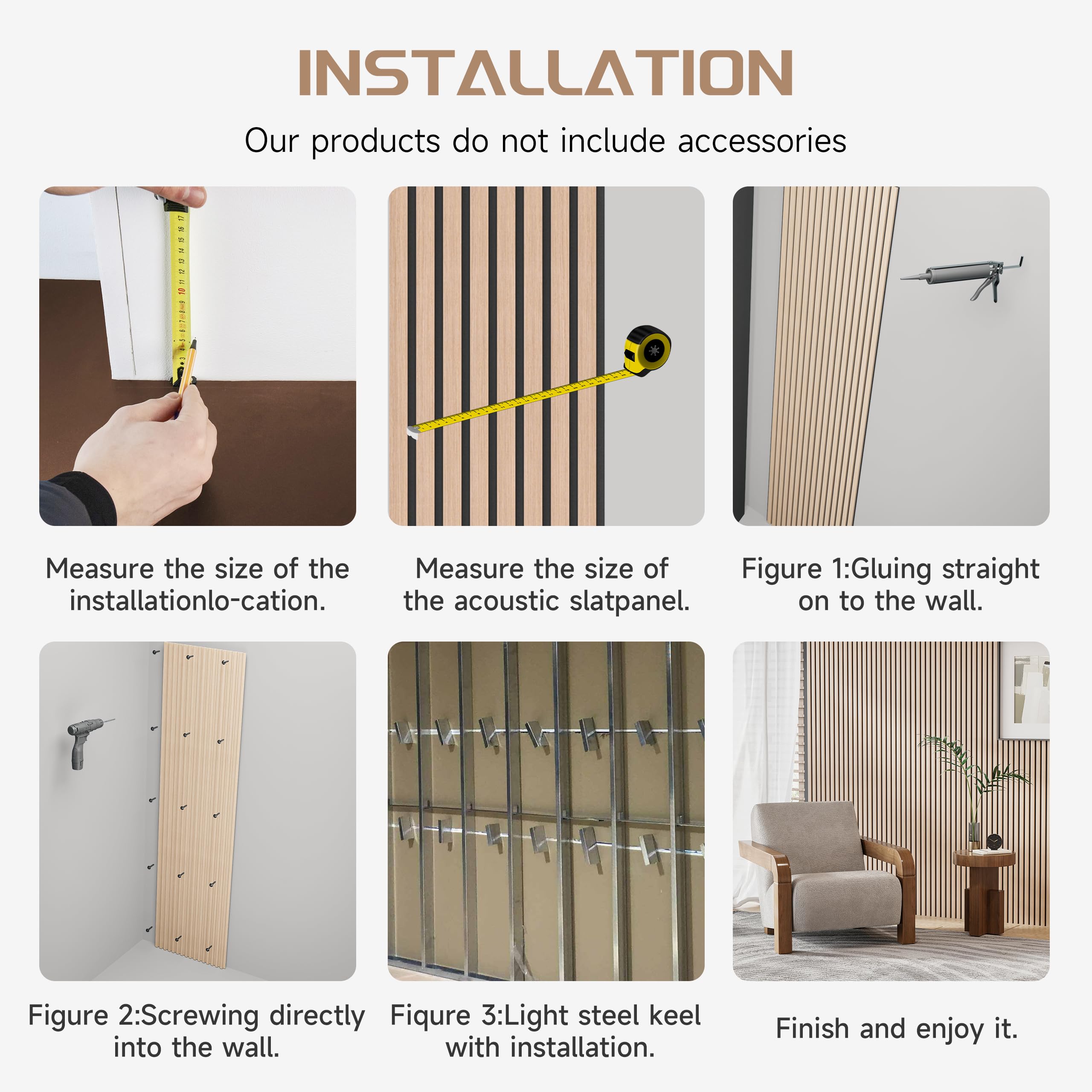2 Pack Oak Wood Slat Wall Panels - 8x1 ft Decorative Acoustic Wood Panels with Felt Backing for Modern Interior Wall Decor | Bedroom, Living Room, Office & Commercial Space Soundproofing
