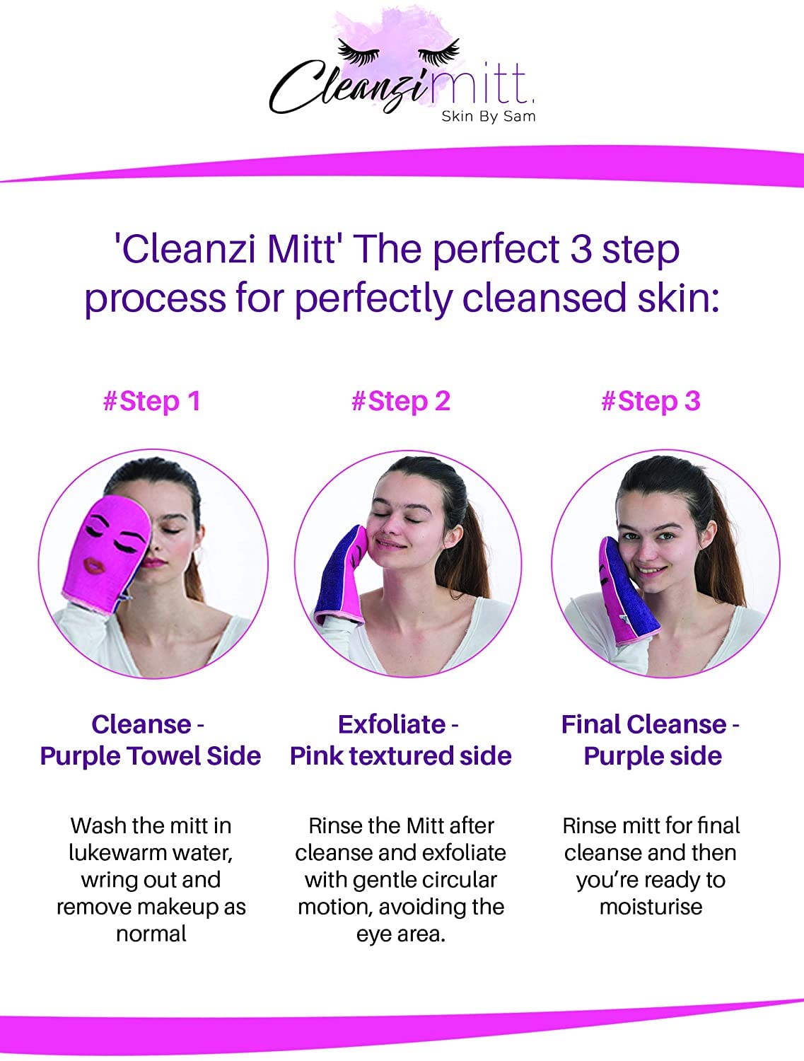 Cleanzi Reusable Makeup Removal & Exfoliation Mitt - Gentle Exfoliating Glove for Face & Body, Travel-Friendly Skincare Gift Box (Perfect for Travel, Spa Days & At-Home Skincare Routine)