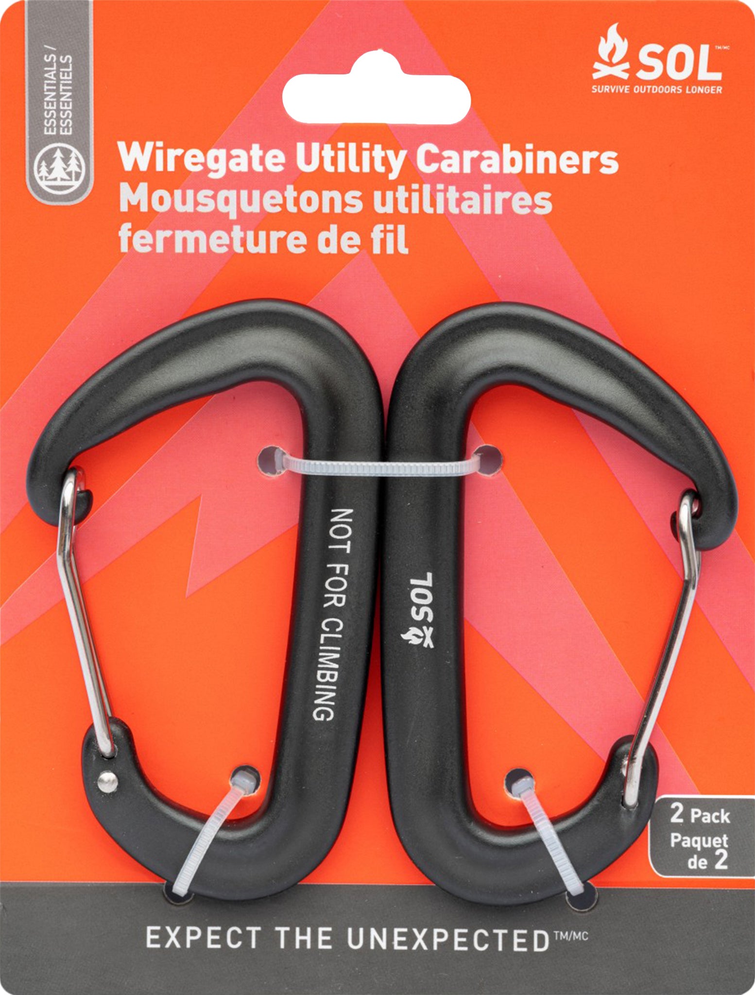 2 Pack Heavy Duty Wiregate Carabiners 8cm - Lightweight & Durable Climbing Hooks for Outdoor Gear, Hiking, Camping & Keychains - Mousquetons Utilitaires en Acier