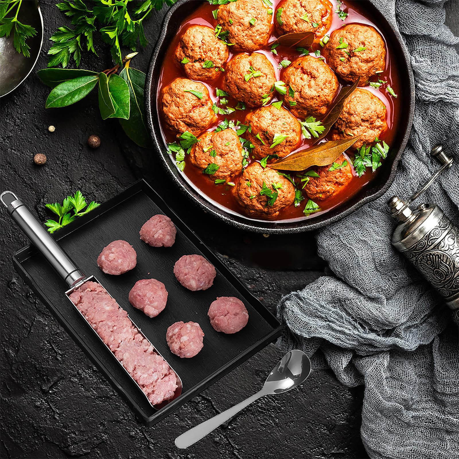 Stainless Steel Meatball Maker - 304 Non-Stick Meatball Press Tool for Dumplings, Pastries & Cooking | Perfect for Home Kitchen, Restaurants & Meal Prep (Small Size)