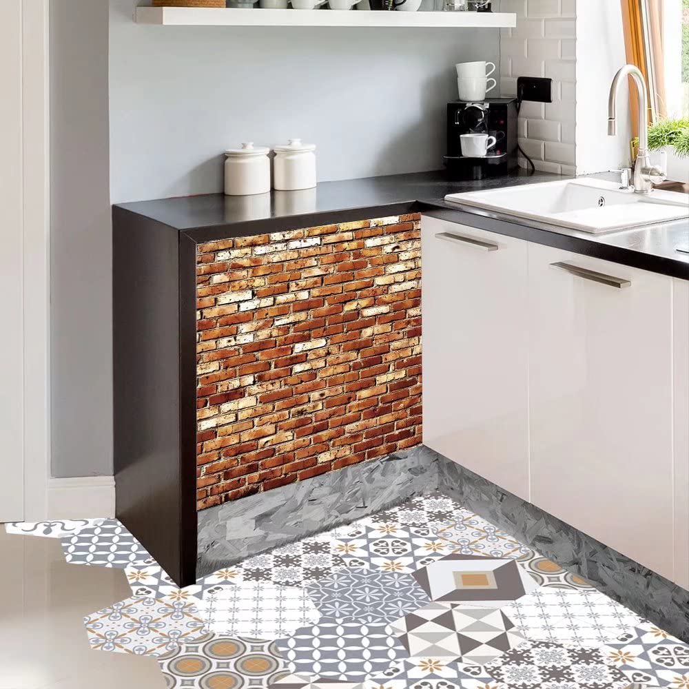 Brick Wall Dishwasher Magnet Cover - Reusable Vinyl Decal for Appliances - Home Kitchen Decor