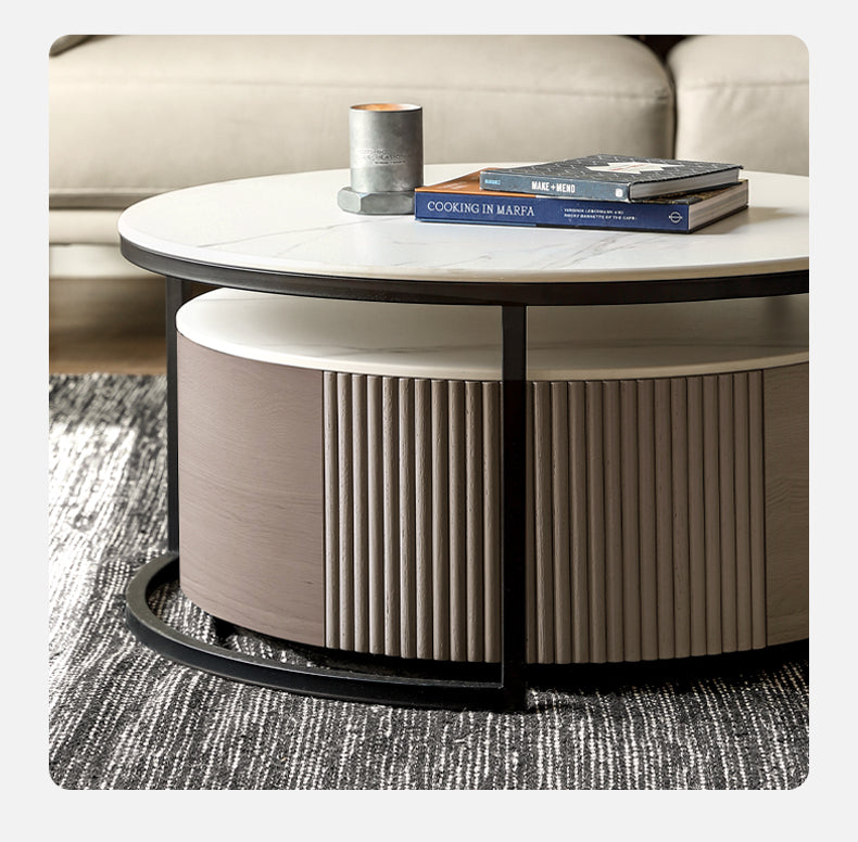 Solid Oak Wood French Style Luxury Rocking Coffee Table - Elegant Living Room Furniture for Home Decor & Relaxation