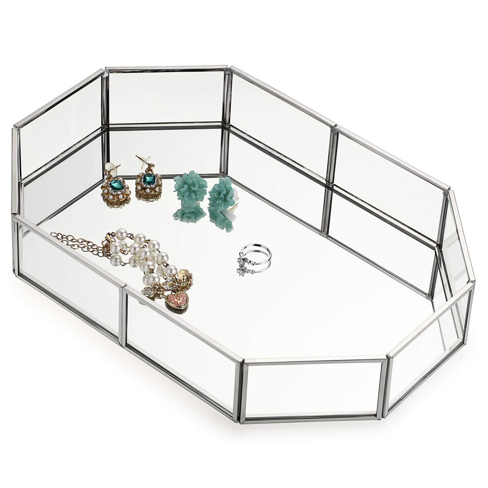 Hipiwe Gold Mirror Makeup Organizer Tray - 12