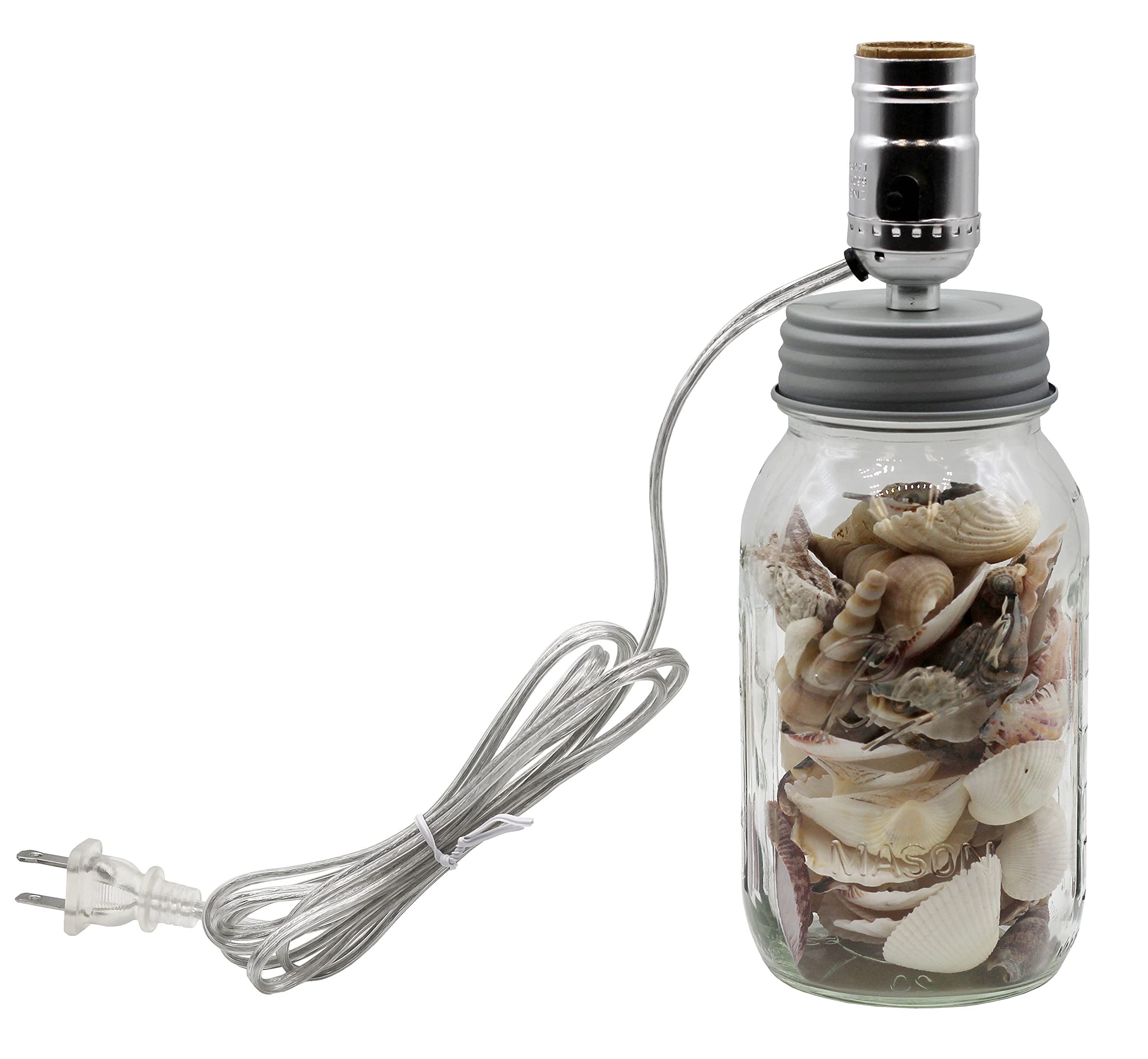 DIY Mason Jar Lamp Making Kit - Pre-Wired Canning Jar Light Conversion with Silver Lid & Socket | Creative Home Decor, Gift Idea for Craft Lovers, Perfect for Bedroom, Living Room or Patio Lighting
