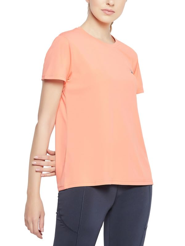 Clovia Women's Comfort Fit Active T-Shirt - Breathable Workout Top for Yoga, Running & Gym | Moisture-Wicking Fitness Tee