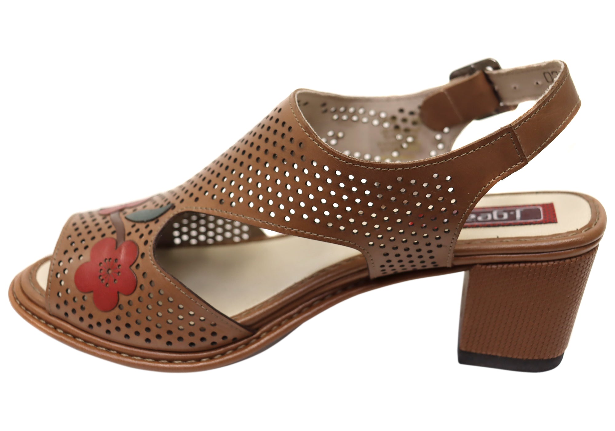 J Gean Simone Women's Comfortable Leather Heels Sandals - Made in Brazil - Perfect for Office, Party & Wedding Occasions