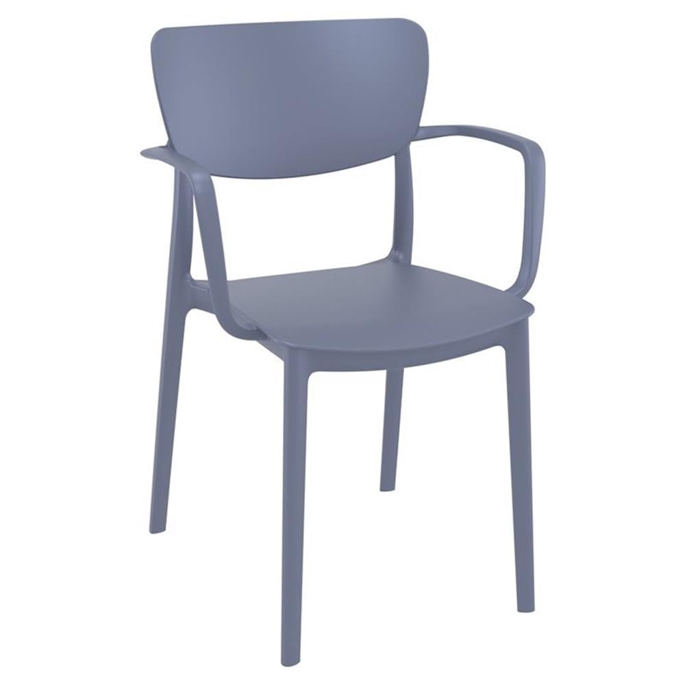 Compamia Lisa Dining Arm Chair Set of 2 - Dark Gray Upholstered Side Chairs for Kitchen, Dining Room & Office - Comfortable Modern Accent Chairs with Sturdy Metal Legs