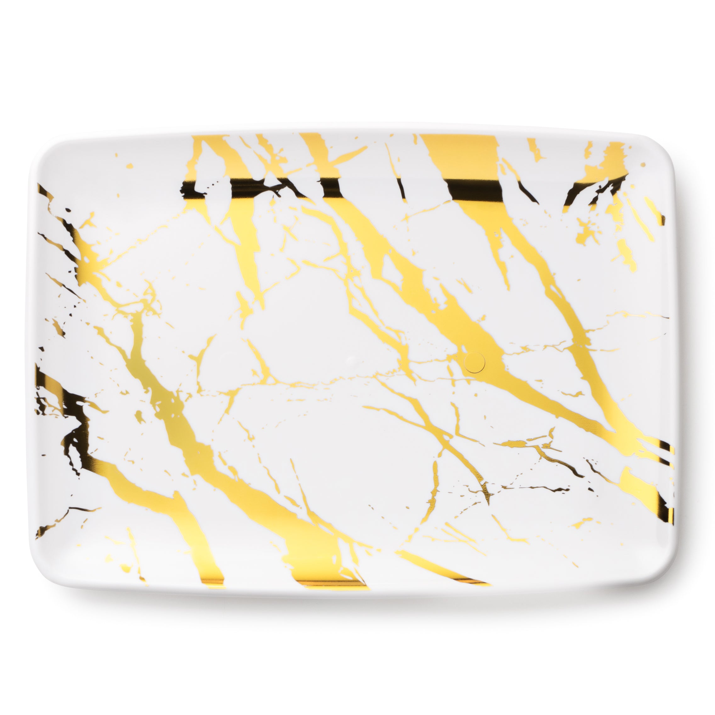 Premium Marble White & Gold Rectangular Serving Tray Set - 2 Pack Elegant Appetizer Platters for Parties, Weddings & Home Entertaining