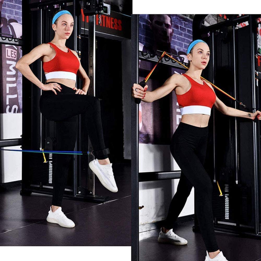 Premium 11-Piece Resistance Bands Set with 5 Stackable Exercise Bands, Door Anchors, 2 Foam Grips & Carrying Pouch - Perfect for Home Workouts, Gym Training, Yoga & Physical Therapy