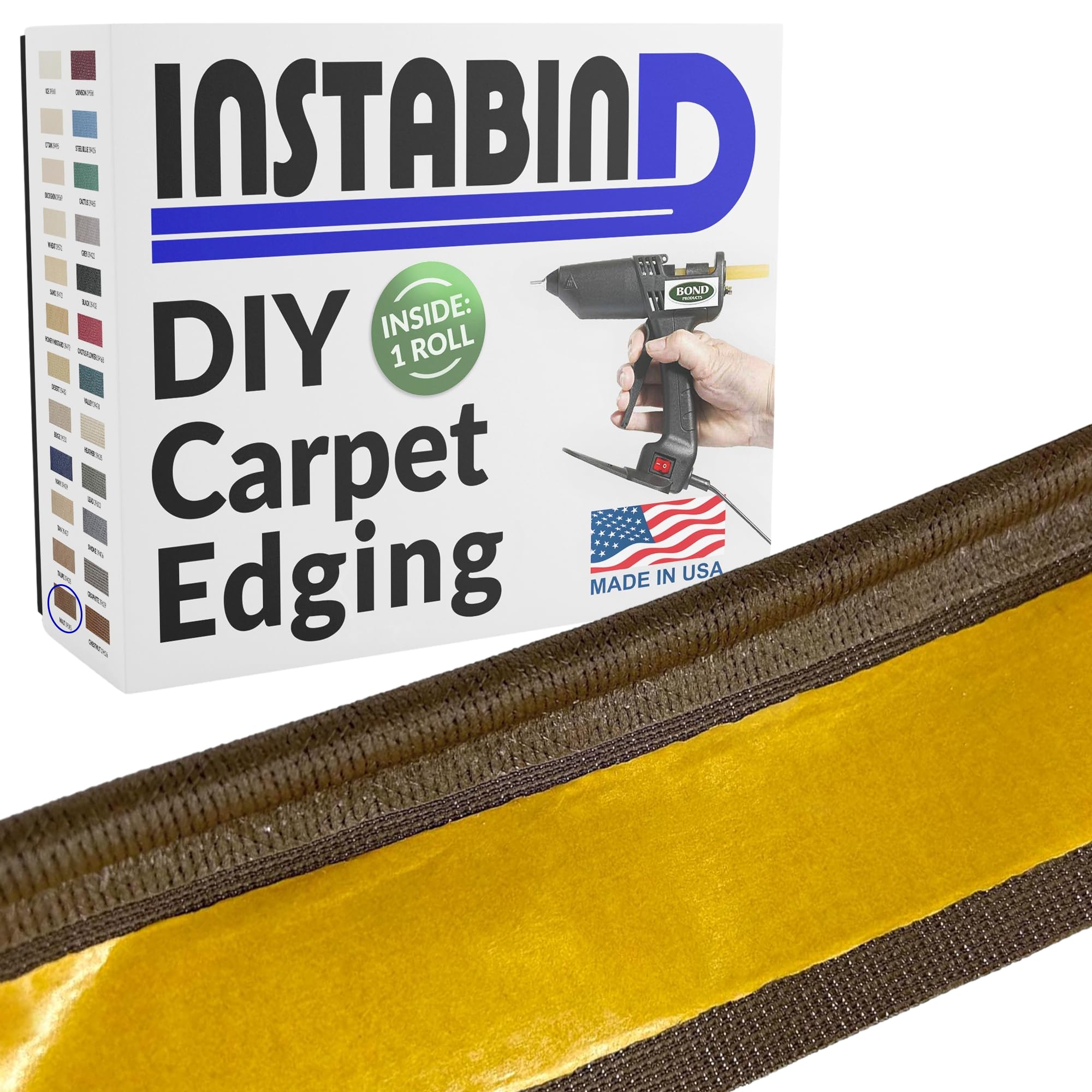 Instabind Regular Style Carpet Edge Binding Tape - 54 ft Rolls for DIY Rug Finishing, Durable Hold for Area Rugs & Carpets | Perfect for Home Decor, Floor Protection, and DIY Carpet Repair Projects