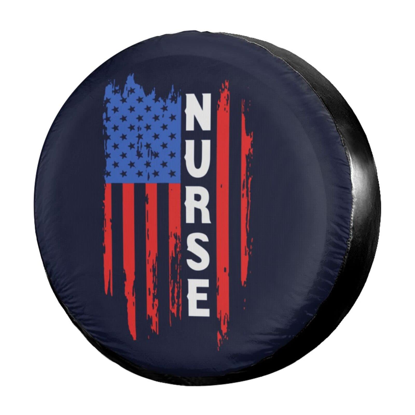 Waterproof & Dust-Proof American Flag Nurse Spare Tire Cover - Fits 17 Inch Wheels for Jeep, Trailer, RV, SUV & More | Perfect for Outdoor Adventures & Patriotic Decor