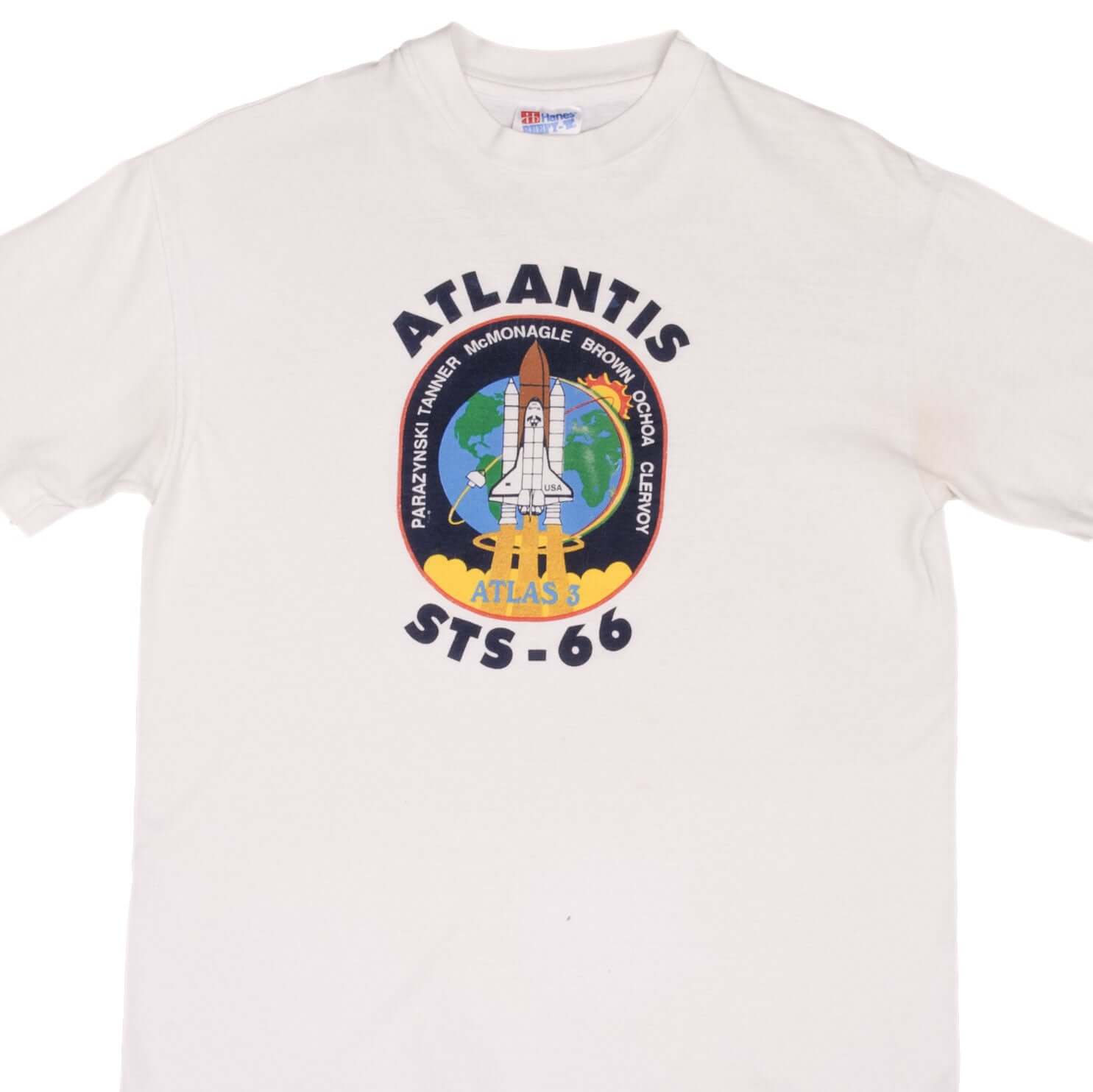 Vintage Atlantis STS-66 NASA Launch T-Shirt 1994 - Small Size, Made in USA - Perfect for Space Enthusiasts & Retro Fashion Lovers