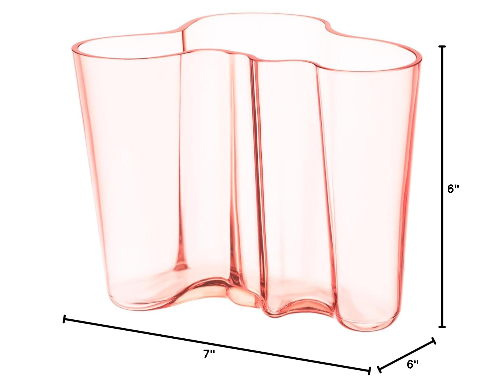Iittala Alvar Aalto Vase 160mm Light Pink - Modern Scandinavian Glass Vase for Home Decor, Wedding Centerpiece & Floral Arrangements