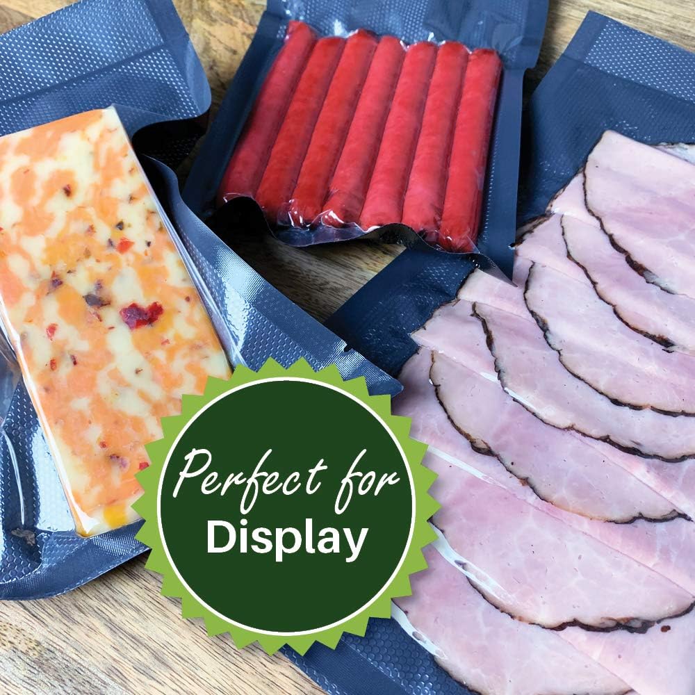 8X50 Black & Clear Vacuum Sealer Bags Roll - Heavy Duty Commercial Grade Food Storage Bags for Sous Vide, Freezer & Meal Prep - Odor Resistant, Smell Proof & Light Protection - Ideal for Home Kitchen, Restaurants & Food Preservation
