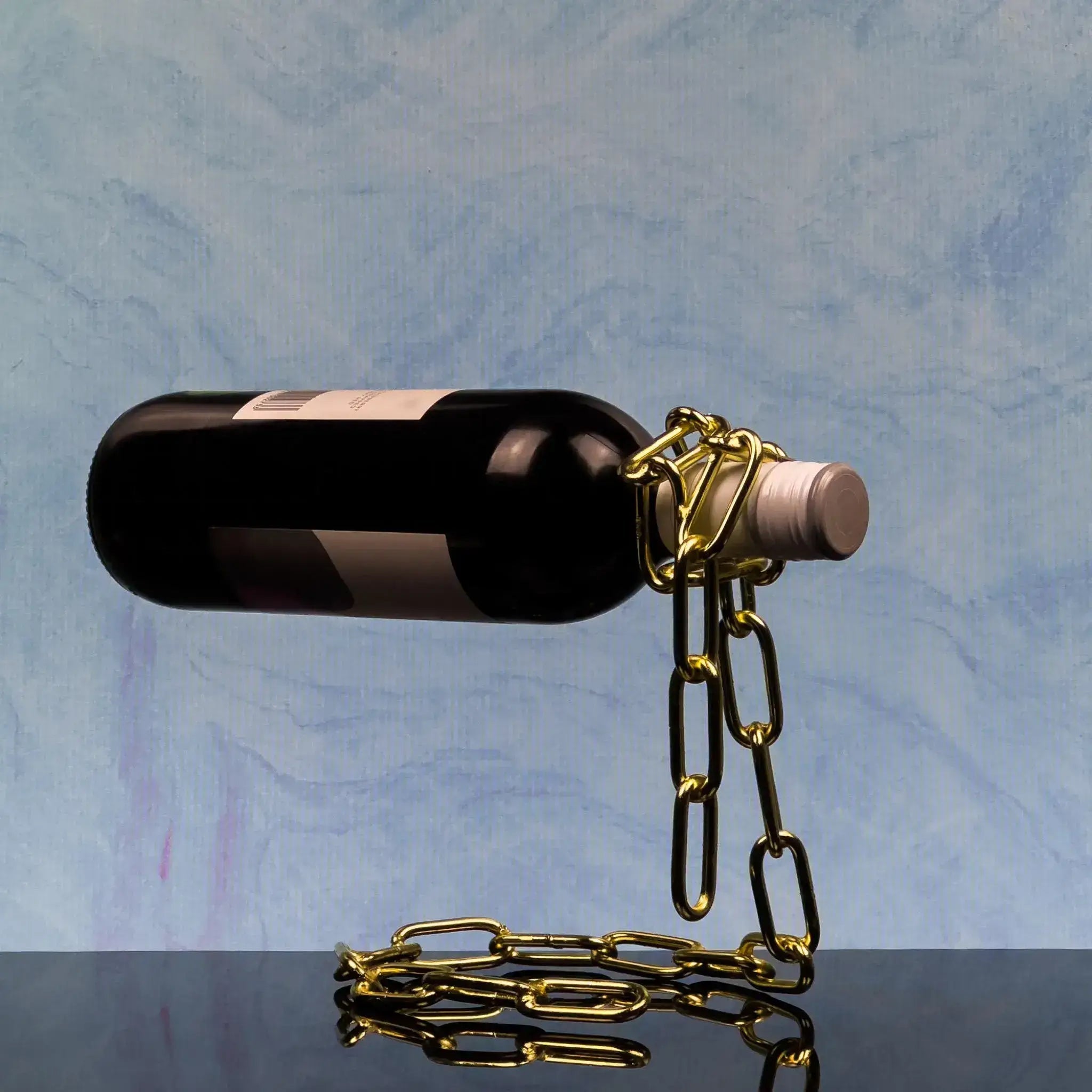 Elegant Metal Chain Link Wine Bottle Holder - Copper, Gold & Silver for Home Bar, Kitchen & Party Decor