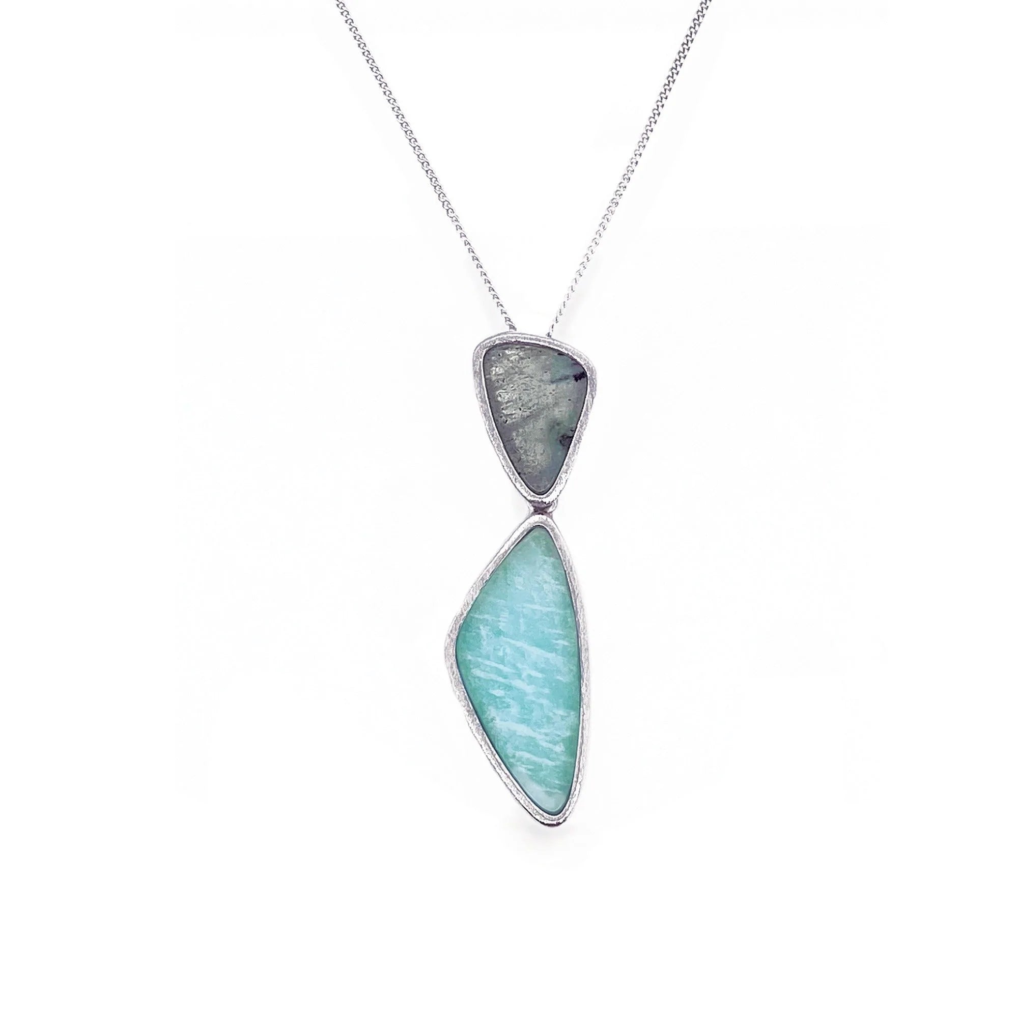 Amazonite and Labradorite Gemstone Pendant Necklace - Healing Crystal Jewelry for Women, 925 Sterling Silver Chain, Prime Eligible | Perfect for Meditation, Yoga & Spiritual Healing Gifts