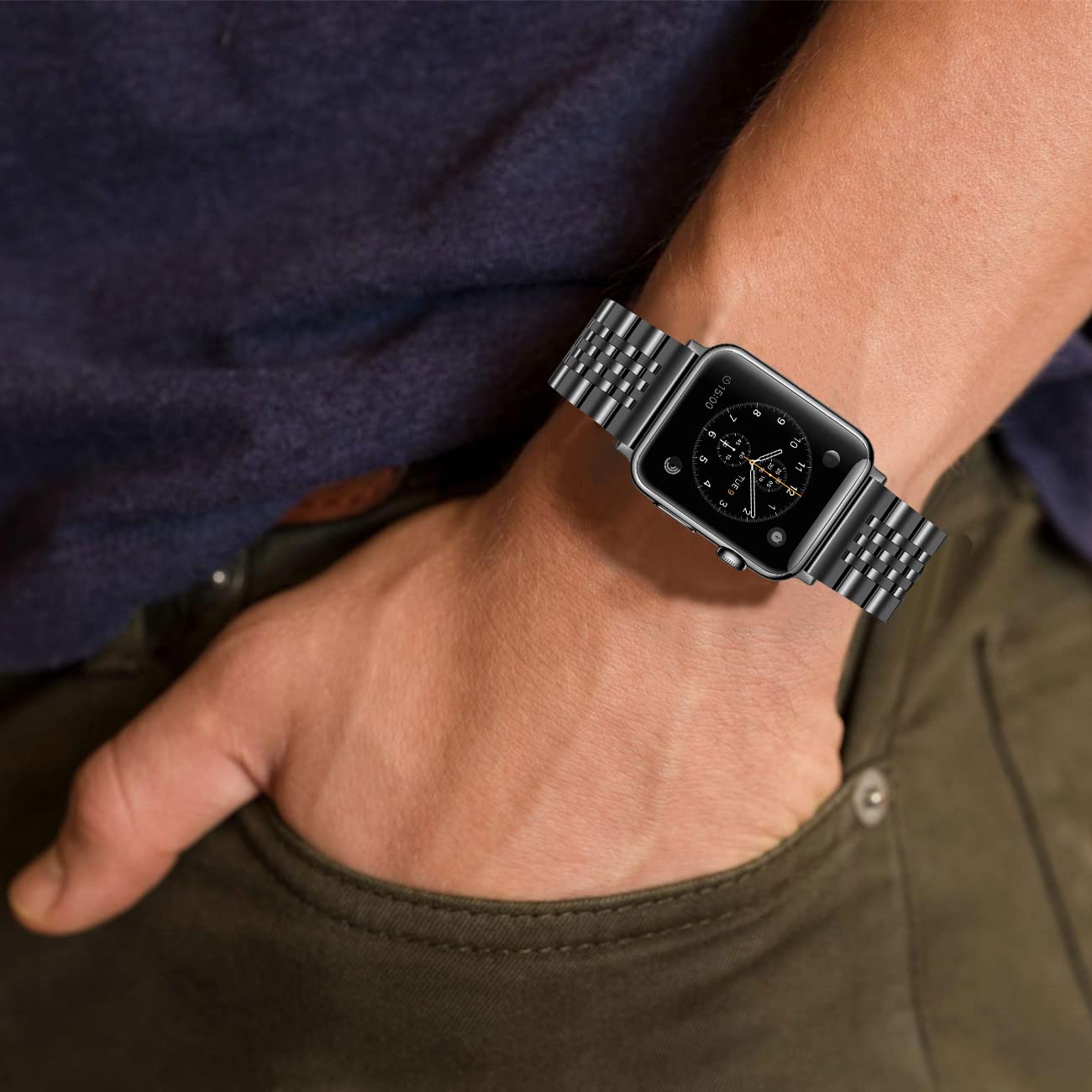Premium Stainless Steel Watch Band for Apple Watch Series 8/7/6/5/4/3/2/1/SE/Ultra - Gold Silver Black Rose Glossy Metal Strap Compatible with 38mm/40mm/41mm/42mm/44mm/45mm/49mm iWatch - Elegant Replacement Band for Women & Men | Perfect for Workouts, Office Wear & Formal Occasions