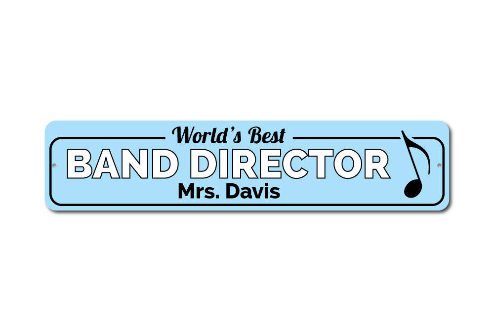 Custom Band Director & Music Teacher Name Sign - Personalized Metal Aluminum Plaque with Music Notes - 4