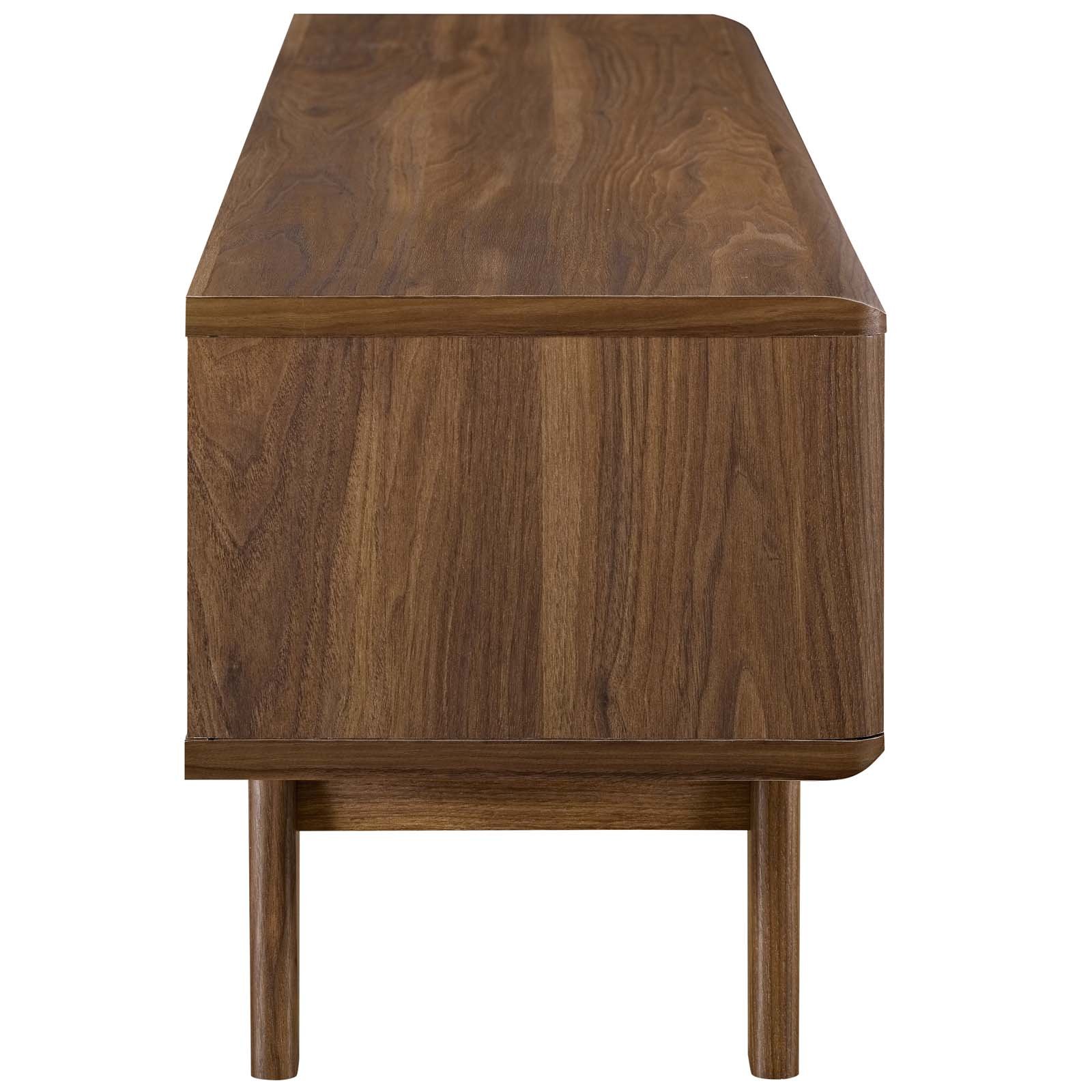 Modern Contemporary TV Stand Console Table - Wooden Living Room Media Center with Natural Brown & White Finish - Perfect for Lounge, Club, Lobby & Home Entertainment Setup