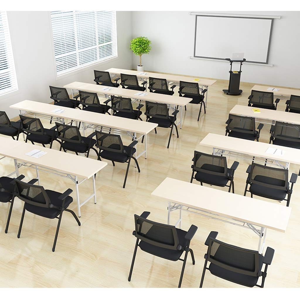 Ergonomic Adjustable Office Chair with Writing Board & Cup Holder - Foldable Conference Chair for Training, Meetings & Home Office - Thickened Padded Seat & Backrest (Black, 90x60cm) - Perfect for Workspaces, Classrooms & Small Spaces