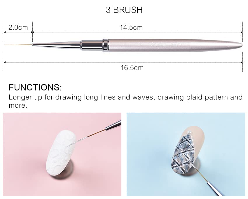 KADS 5-Piece Kolinsky Acrylic Nail Brush Set - Professional Nail Liner & Painting Brushes for Acrylic Nails, Gel Polish, Nail Art Design & DIY Manicures - Perfect for Salon, Home Use & Professional Nail Artists
